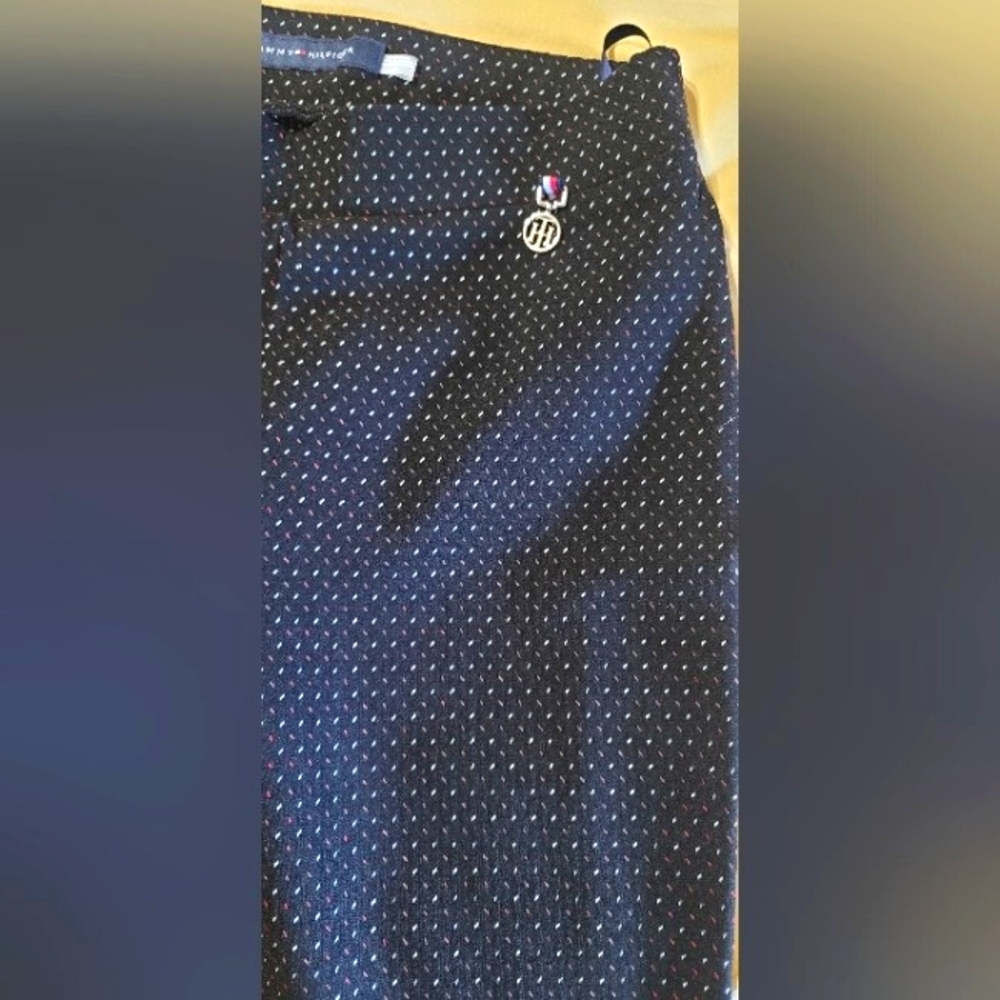 Women's Tommy Hilfiger Pants, Black w/ red & white dots, Size 6.